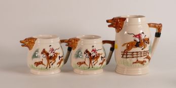 Portland Pottery Company 'Fox Hunting' Scene Tea set to include Water Jug and Two Milk Jugs. a/f (H: