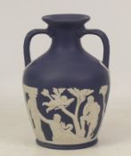 Wedgwood Dark Blue Jasperware Portland vase, 15.5cm.