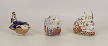 Royal Crown Derby Paperweights including Poppy Mouse Gold Stopper, Meadow Rabbit Gold Stopper,