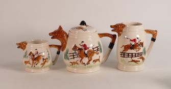 Portland Pottery Company 'Fox Hunting' part Tea set to include Teapot, Water Jug and Milk Jug. a/
