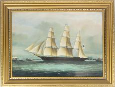 Wedgwood, Framed Porcelain Ship Plaque 'Sea Witch'. Height: 23.5cm Width: 29.5cm