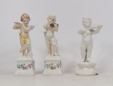 Three Italian Putti Musician Figures, includes two Capodimonte type examples and one Mario Eredi two