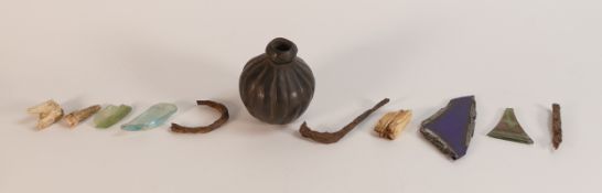 An interesting collection of ancient glass fragments and shards including examples marked from