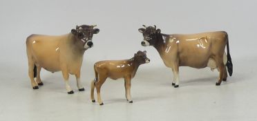 Beswick Jersey Cattle Family including Bull, Cow and Calf (3)