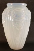 Lorin Marsh Ltd. Art Deco moulded opalescent glass vase. Sticker to base. Height 30.5cm