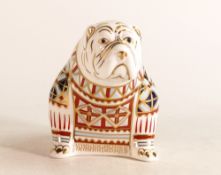 Royal Crown Derby paperweight, Bulldog, gold stopper, boxed.