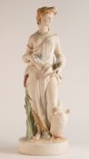 Rare and important W.H Goss coloured Parian figure of Leda and Swan, marked to base 