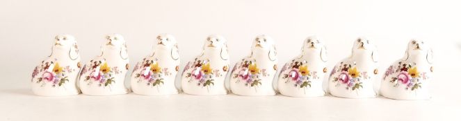 Eight Royal Crown Derby Posie spaniels. Limited edition. Boxed with certificates (8)