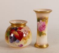 Royal Worcester vase decorated with autumnal fruit and leaves by Kitty Blake H158 together with a