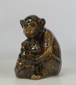 Anita Harris, Large model of a Monkey mother and baby. Signed in gold to base.