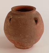19th century Italian Terracotta Oil jar. Globular form with four small loop handles. One handle