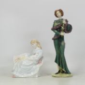 Two Lady Figures, Coalport Summer Daydream and resing figure The Regal Collection Emily (2)