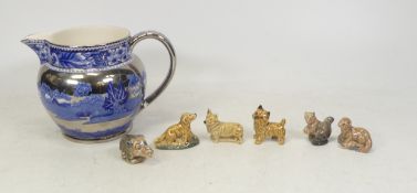 Wedgwood Lustre Jug 'Fallow Deer 10cm Tall (chip to handle noted), also a selection of Wade Whimsies