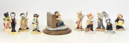 Beswick Collection Of Musical Cat Band including Fat cat CC9,Cat Walking Base CC6, Glam Guitar CC10,