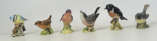 Beswick Birds to include blue tit 992, wren 993, stonechat 2274, chaffinch 991, whitethroat 2106,