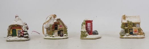 Lilliput Lane, Four Miniature Christmas Cottages includes one Tree Ornament (4)