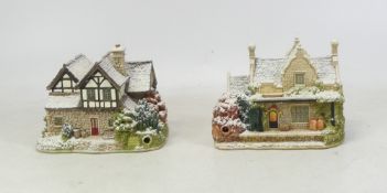Lilliput Lane, Two Snowy Christmas Cottages includes The Angel Inn and Calling Home For Christmas (