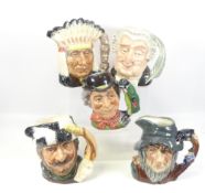 Royal Doulton, Five Large Character Jugs The Walrus & The Carpenter D6600, The Lawyer D6498, Rip Van