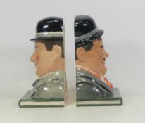 Royal Doulton, Stan Laurel and Oliver Hardy Character Bookends D7120 and D7119. Limited edition.
