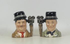 Royal Doulton, Small Character Jugs Stan Laurel D7008 and Oliver Hardy D7009 (2)
