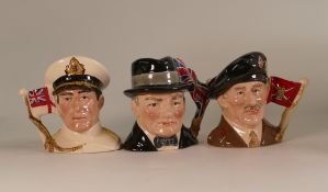 Royal Doulton, Small Character Jugs Viscount Montgomery of Alemain D6850, Sir WInston Churchill