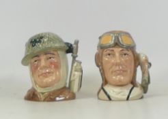 Royal Doulton, Small Character Jugs Tha Airman D6870, The Soldier D6876 (2)