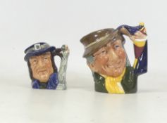 Royal Doulton, Small Character Jug Punch and Judy Man D6593 and minature Gulliver D6586 (2)