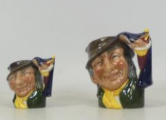 Royal Doulton, Small Character Jug Punch and Judy Man D6593 together with miniature version (20