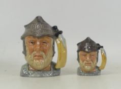 Royal Doulton, Small Character Jug Gondolier D6592 together with minature version. (2)