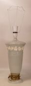 Wedgwood Queen's Ware Lamp grey with white embossed grape & vine design, Height:40cm including