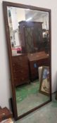 Early/mid 20th century oak framed, bevelled edged mirror, 183cm x 91cm.