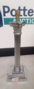 Vintage white metal table lamp in fluted column form, overall height 44cm.