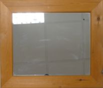 Pine rectangular wall mirror, 56cm x 66cm.