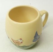 Moorcroft, mug in a Chicken design. Height: 9cm