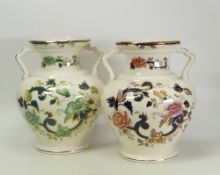 Masons, Pair of Twin handled Mandalay and Chartreuse pattern vases. Height: 25.5cm (2)