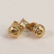 Pair yellow metal stud earrings, electronically tested for 14ct gold, 1.2g.