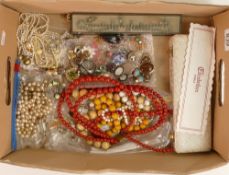 A collection of vintage costume jewellery including Silver,beads, pearls, earrings, rings, necklaces