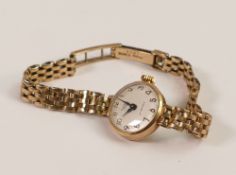 9ct gold ladies wristwatch with 9ct gold bracelet, gross weight 13.7g.