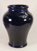 Royal Doulton large dark blue glazed stoneware vase, height:34cm