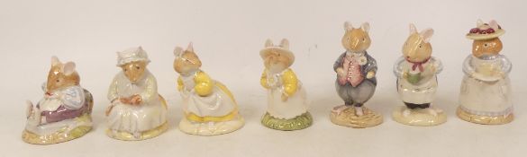 Royal Doulton, Seven Brambly Hedge figures Lily Weaver, Mrs Apple, Dusty Dogwood, Mr. Apple, Mr.