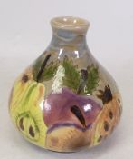 Cobridge, Harvest Medley design vase of squat form. Height: 9.5cm