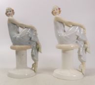 Two Royal Doulton Reflections figures, Flirtation HN3071 (one is a seconds). (H: 26cm) (2)