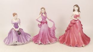 Coalport, Ladies of Fashion Patricia, Ruby Anniversary and lady in pink dress. (all seconds) (3)