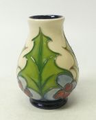 Moorcroft, Holly and Berries Design Vase. Boxed. Height: 10cm