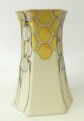 Moorcroft, Hexagonal Bee Design Vase. Height: 19cm