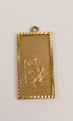 9ct gold St Christopher rectangular pendant,3.5g.
