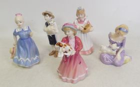 Royal Doulton, Five figures A Posy for You HN3606, Mothers Helper HN3650, Mary Had a Little Lamb