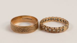 9ct gold wedding ring, size T, and eternity ring, size S, 6g.