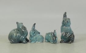 Beswick Blue Gloss Rabbit family (4)