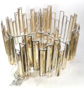 Modern Art Deco Tiered Clear Crystal Chandelier - Polished Chrome. Some glass lustres damaged or